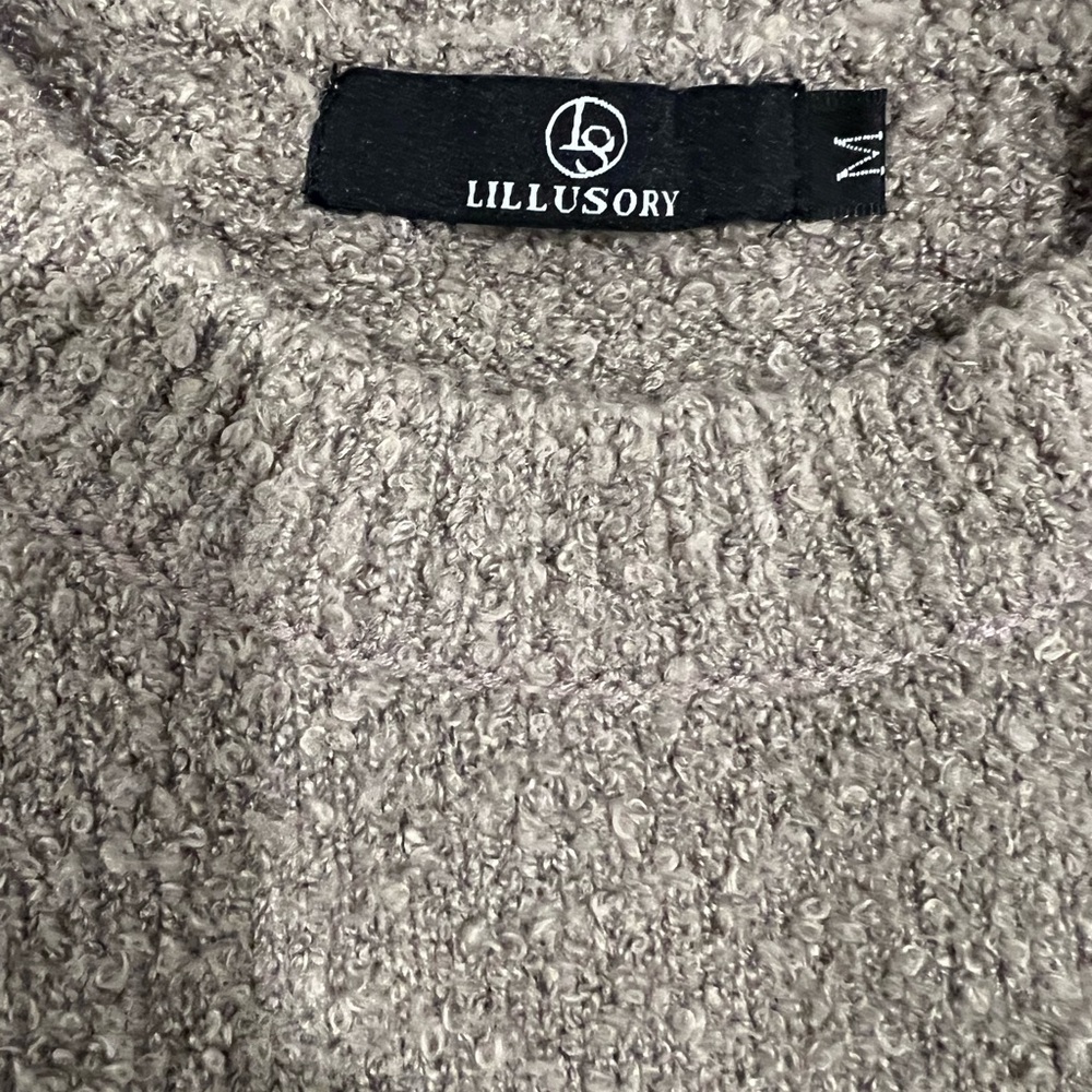 Lillusory Bouclé Textured Crewneck Sweater Women’s M Brown Cozy Minimalist Knit - Picture 2 of 6